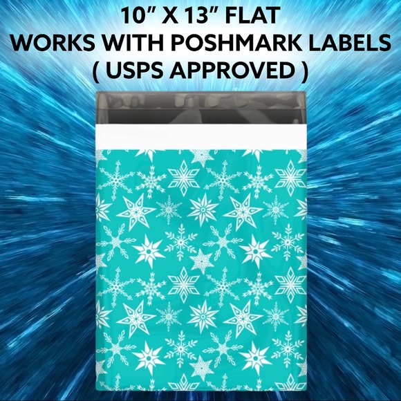 50 10X13 Snowflake Winter Poly Mailers Xmas - Picture 2 of 6